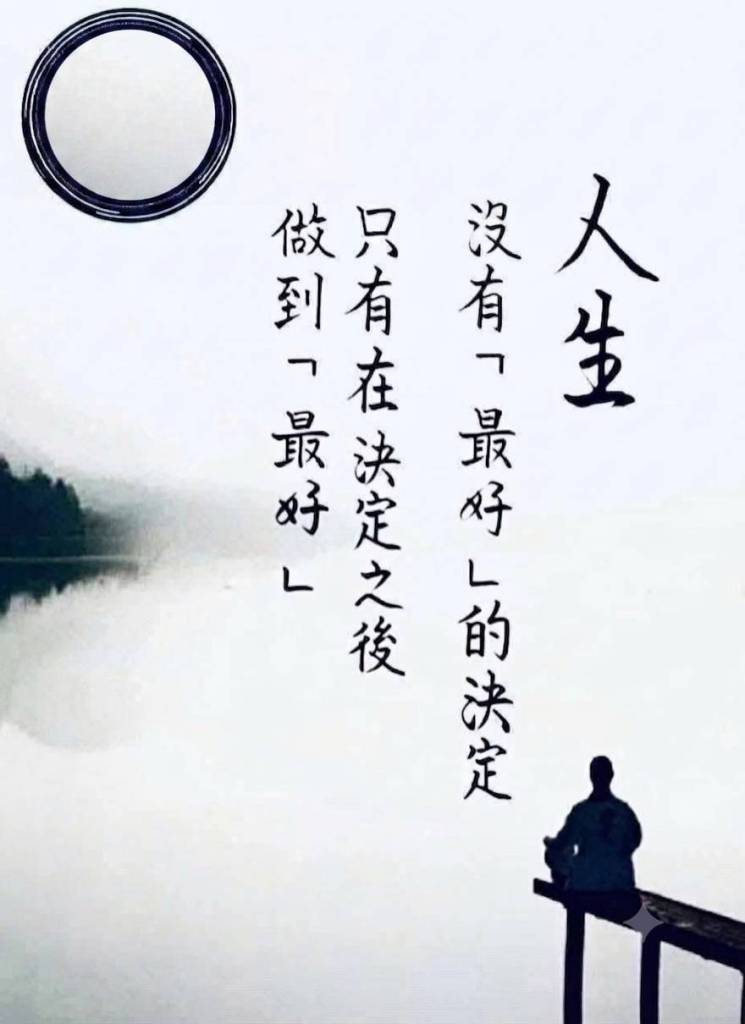 「人生沒有最好的決定,只有在選擇之後做到最好。」

我們時時刻刻都在做選擇,選擇做什麼工作?選擇人生下一階段？選擇等一下吃什麼、去那裏…....
決定是因、如何做是果,雖然不好預測當下的決定是否正確,但我願意對選擇負責,把決定之後做到最好,相信一定會有好的收穫。